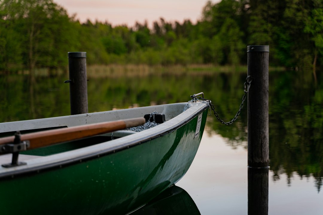 a boat sits in the water